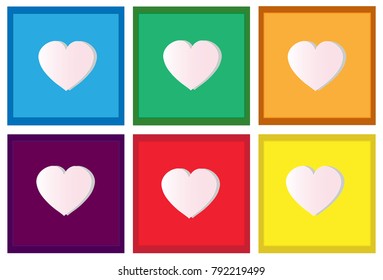 colorful of square frame and cute heart in the frame. abstract background vector is valentine day concept.