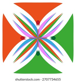 Colorful square frame. Geometric corner element. Abstract Vector graphic. Bright modern border.