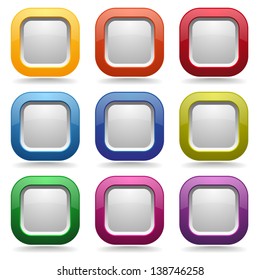 Colorful square glossy buttons