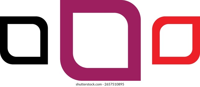 Colorful. Square icon set with rounded borders isolated on shape line art vector icon