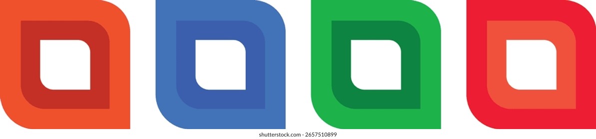 Colorido. Conjunto de iconos cuadrados con bordes redondeados aislados en el icono de Vector de arte de línea de forma