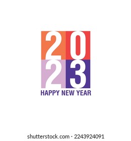 Colorful square Illustration Happy New Year 2023