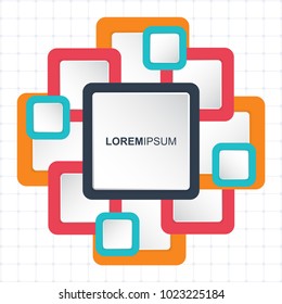Colorful Square Infographics elements template. Graphic chart for business. Timeline Infographic layout with Square icons set. Modern and flat background.