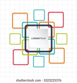 Colorful Square Infographics elements template. Graphic chart for business. Timeline Infographic layout with Square icons set. Modern and flat background.