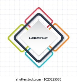 Colorful Square Infographics elements template. Graphic chart for business. Timeline Infographic layout with Square icons set. Modern and flat background.