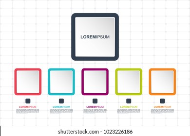 Colorful Square Infographics elements template. Graphic chart for business. Timeline Infographic layout with Square icons set. Modern and flat background.