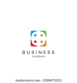 Colorful square logo design, abstract logo, round, consultant, technology, innovative, text. letter, digits, font, typography, abc, medical, health, fashion.