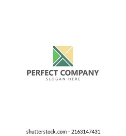 Colorful square logo using blue, yellow, and green colors. Logo for companies, events, products, businesses, and organizations.