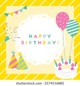 Colorful square message card for birthday