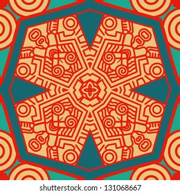 Colorful square ornament, mosaic vector stained glass