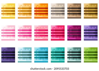 Colorful square paper reminders 3d set pixel art. Vector illustration.