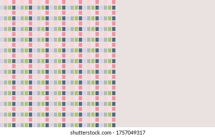colorful square pattern and copy space on pale lavender purple background
