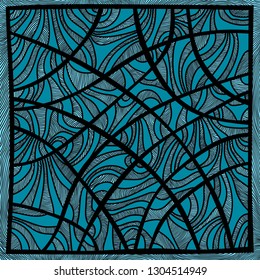 colorful square pattern with fancy curves and stripes