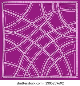 colorful square pattern with fancy curves and stripes