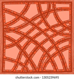 colorful square pattern with fancy curves and stripes