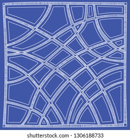 colorful square pattern with fancy curves and stripes