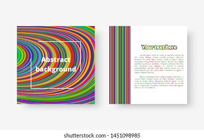 Colorful square pattern with a geometric pattern for the design of holiday cards. Vector illustration with blue, green, yellow, orange, pink lines.
