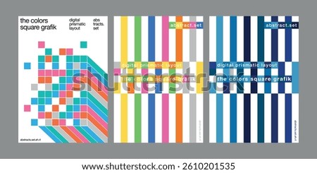 colorful square pattern poster cover templates digital pixel tiles abstract geometric graphic design colors y2k retro style