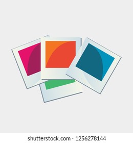 colorful square photo frames on white background