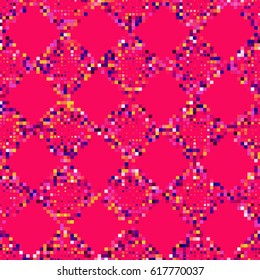 Colorful square pixel mosaic seamless pattern. Vector illustration.
