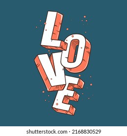 Colorful square poster. A stylish template for graphic prints on fabrics or T-shirts. Hand-drawn background. An illustration with an inscription. Love.