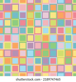 colorful square in square. rainbow and pastel color concept. seamless pattern. vector illustration.