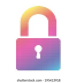 Colorful square raster dot pattern style icon. Vector illustration.