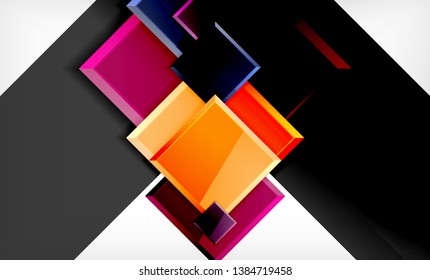 Colorful square and rectangle blocks background, vector geometric abstract design
