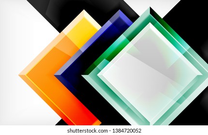 Colorful square and rectangle blocks background, vector geometric abstract design