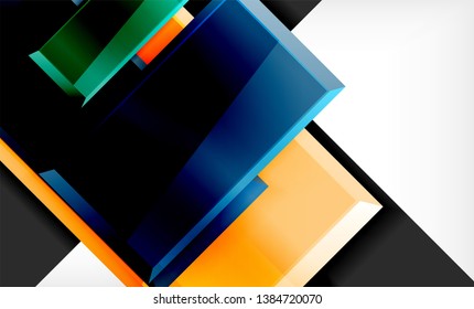 Colorful square and rectangle blocks background, vector geometric abstract design