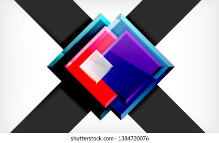 Colorful square and rectangle blocks background, vector geometric abstract design