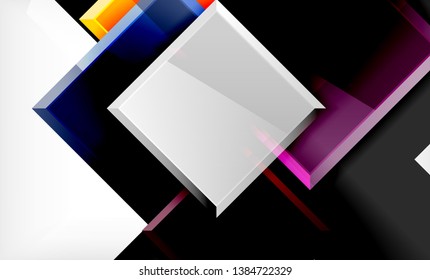 Colorful square and rectangle blocks background, vector geometric abstract design