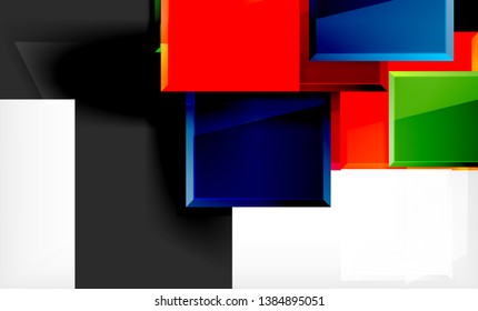 Colorful square and rectangle blocks background, vector geometric abstract design