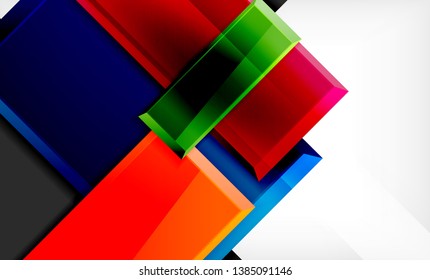 Colorful square and rectangle blocks background, vector geometric abstract design