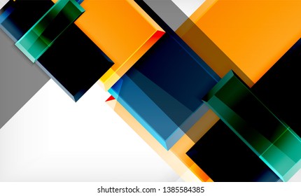 Colorful square and rectangle blocks background, vector geometric abstract design