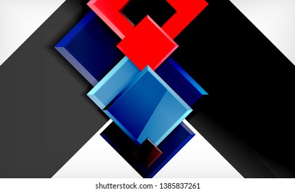 Colorful square and rectangle blocks background, vector geometric abstract design