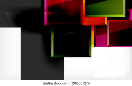 Colorful square and rectangle blocks background, vector geometric abstract design