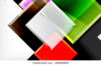 Colorful square and rectangle blocks background, vector geometric abstract design