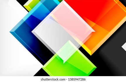 Colorful square and rectangle blocks background, vector geometric abstract design