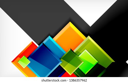 Colorful square and rectangle blocks background, vector geometric abstract design