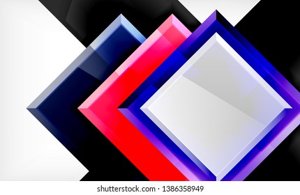 Colorful square and rectangle blocks background, vector geometric abstract design