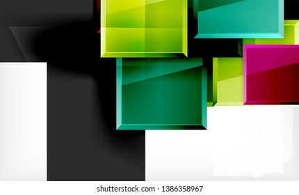 Colorful square and rectangle blocks background, vector geometric abstract design