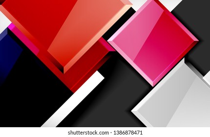 Colorful square and rectangle blocks background, vector geometric abstract design