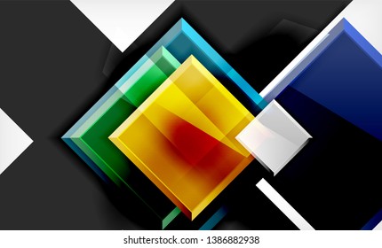 Colorful square and rectangle blocks background, vector geometric abstract design