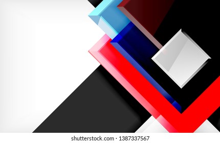 Colorful square and rectangle blocks background, vector geometric abstract design