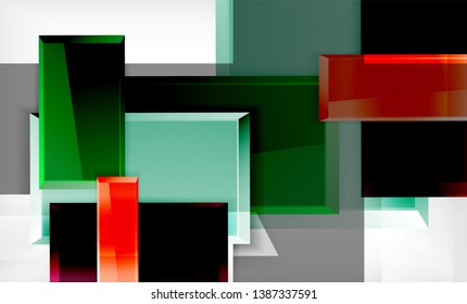 Colorful square and rectangle blocks background, vector geometric abstract design