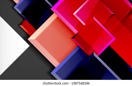 Colorful square and rectangle blocks background, vector geometric abstract design