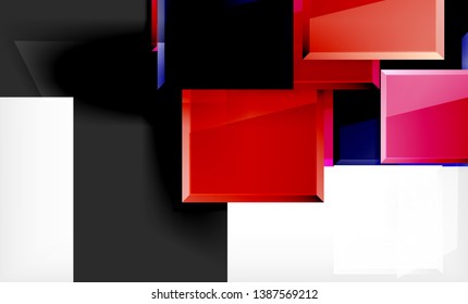 Colorful square and rectangle blocks background, vector geometric abstract design