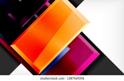 Colorful square and rectangle blocks background, vector geometric abstract design