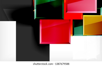 Colorful square and rectangle blocks background, vector geometric abstract design